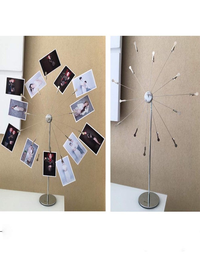 Mollytek Desktop Photo Holder With Clips Postcard Gift Card Picture Display Stand Decor Photo Tree Stand for Table Display Sky Wheel Romantic Design with Plated Wire and 14 Photo Metal Clips - Image 5