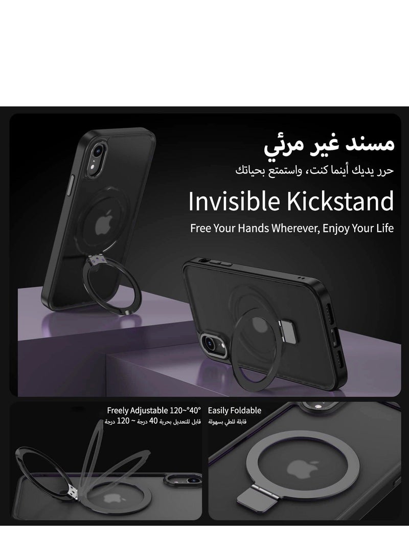 TEAM LUXURY iPhone XR Magnetic Case with Invisible Stand, Compatible with MagSafe Shockproof Protection Cover, Translucent Matte Slim Phone Case with Magnet for Apple XR (2018)(Black)  - Image 3