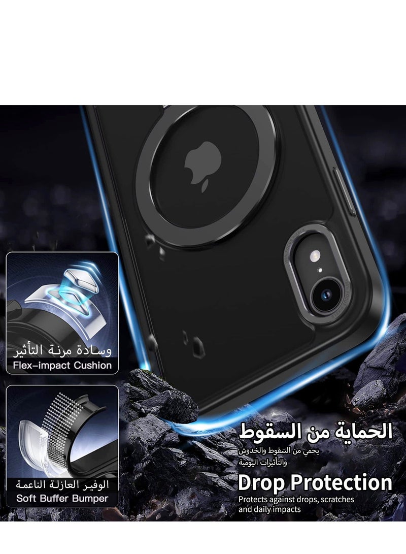 TEAM LUXURY iPhone XR Magnetic Case with Invisible Stand, Compatible with MagSafe Shockproof Protection Cover, Translucent Matte Slim Phone Case with Magnet for Apple XR (2018)(Black)  - Image 4