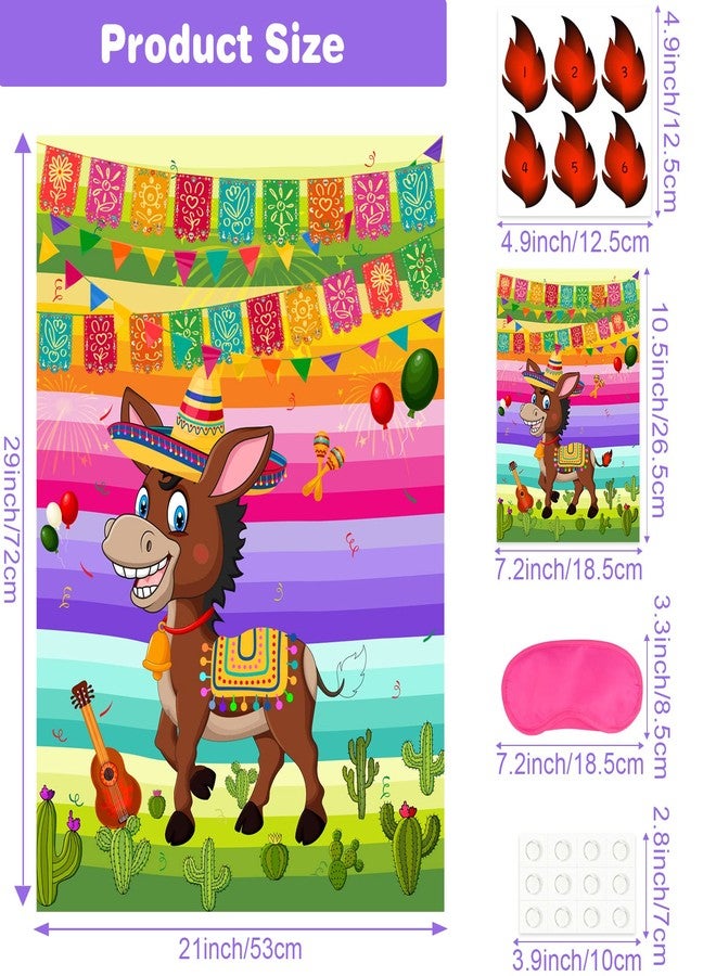 ASTARON Pin The Tail on The Donkey Mexican Donkey Game with 24pcs Tail Stickers for Cinco De Mayo Party, Mexican Party Fiesta Themed Party, Kids Birthday Supplies - Image 3