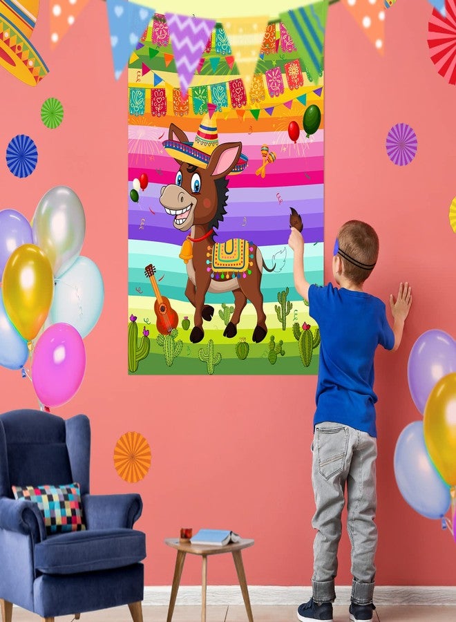 ASTARON Pin The Tail on The Donkey Mexican Donkey Game with 24pcs Tail Stickers for Cinco De Mayo Party, Mexican Party Fiesta Themed Party, Kids Birthday Supplies - Image 5