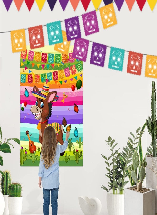 ASTARON Pin The Tail on The Donkey Mexican Donkey Game with 24pcs Tail Stickers for Cinco De Mayo Party, Mexican Party Fiesta Themed Party, Kids Birthday Supplies - Image 4