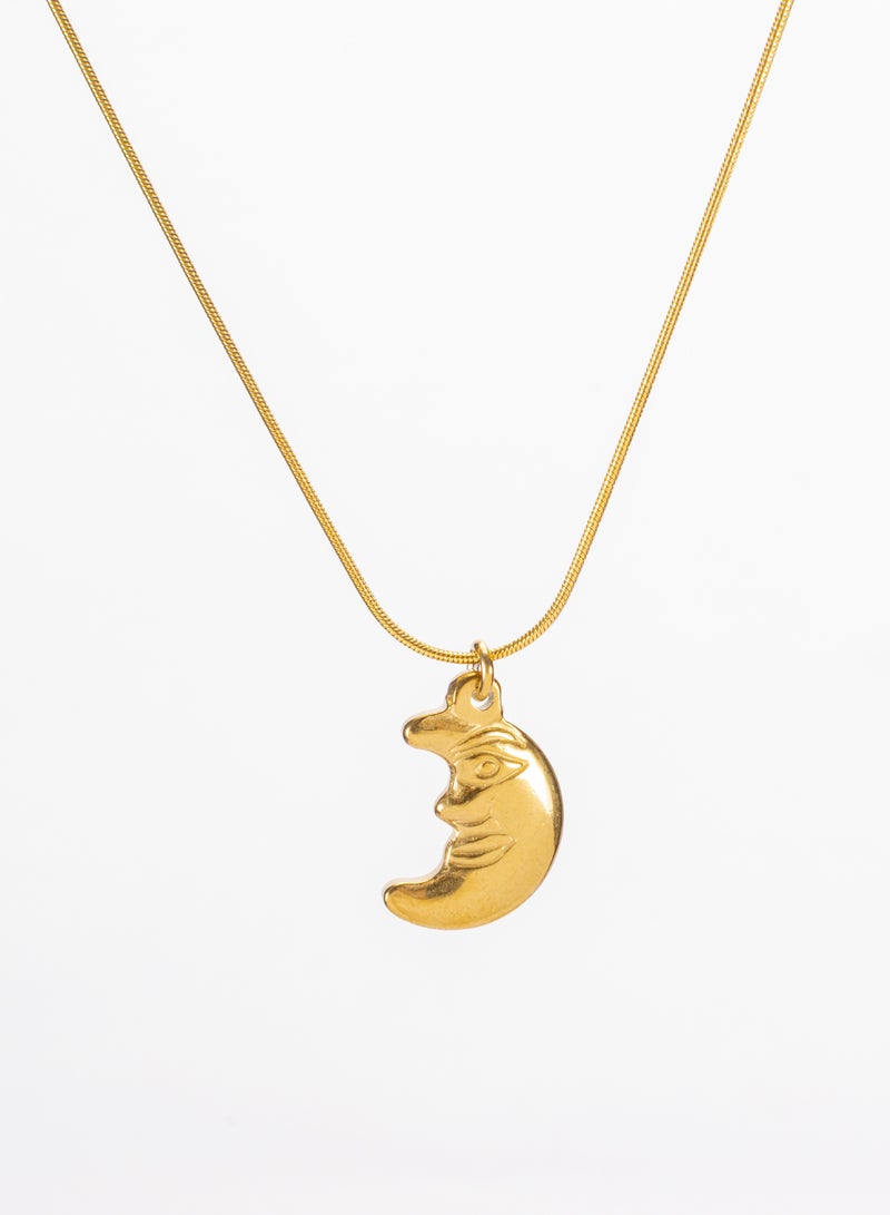 The Black Pearl Accessories Stainless Steel Golden Necklace with a Cresent Pendant - Image 1