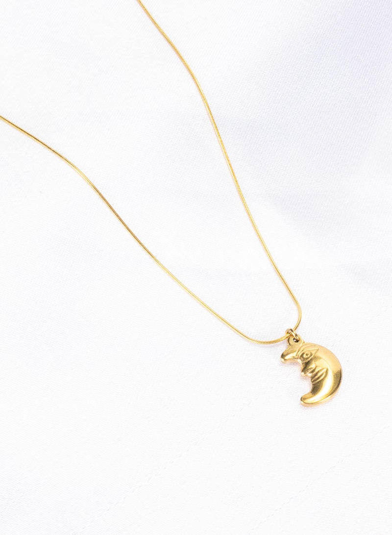 The Black Pearl Accessories Stainless Steel Golden Necklace with a Cresent Pendant - Image 3