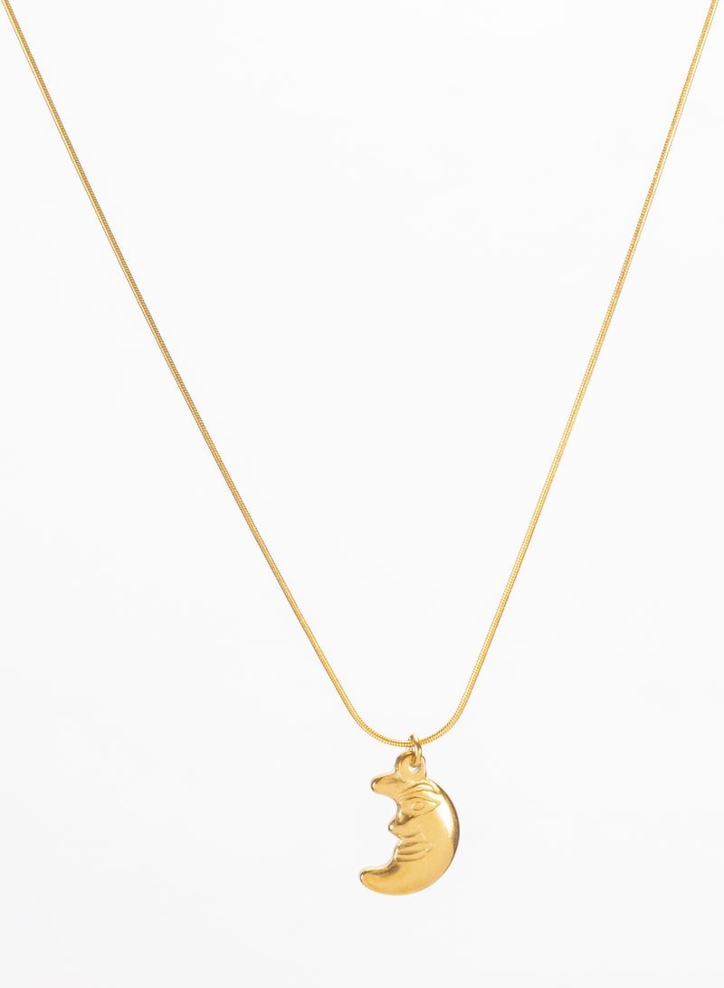The Black Pearl Accessories Stainless Steel Golden Necklace with a Cresent Pendant - Image 2