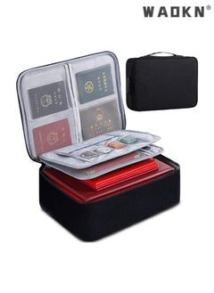 Beautiful Useful Youthful Document Organizer Bag with Lock, Oxford File Storage Pouch Bag Waterproof Travel Document Bag, Multi-Layer Document Box with Separators (Black)