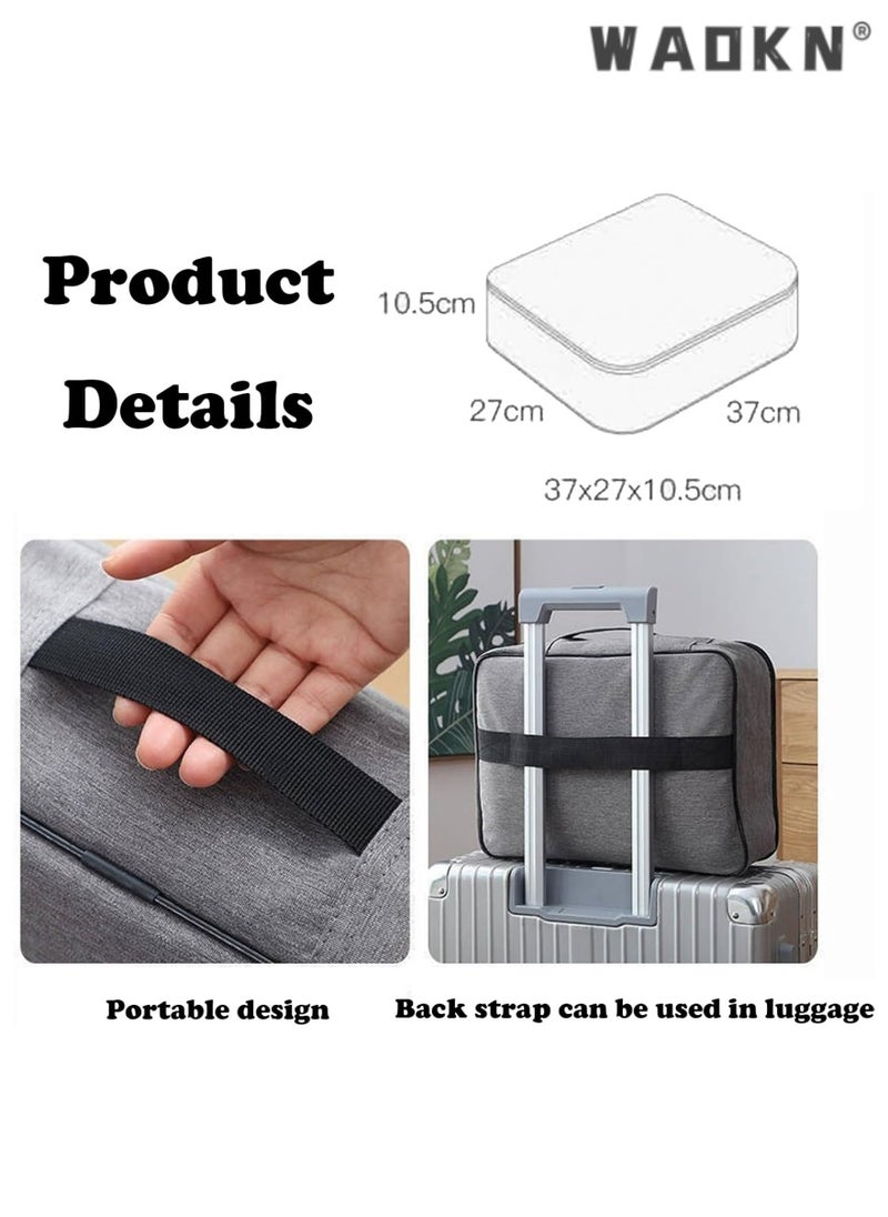 WAOKN - Beautiful Useful Youthful Document Organizer Bag with Lock, Oxford File Storage Pouch Bag Waterproof Travel Document Bag, Multi-Layer Document Box with Separators (Black) - Image 1