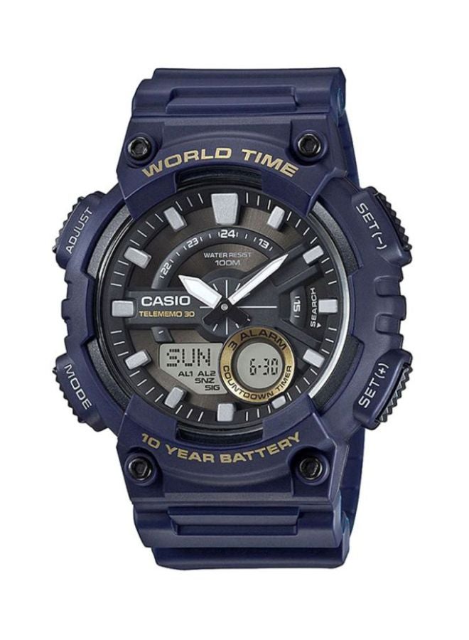 CASIO Men Water Resistant Analog & Digital Watch AEQ-110W-2AVDF - 47 mm - Navy Blue - Image 1