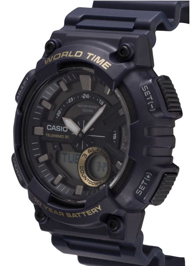 CASIO Men Water Resistant Analog & Digital Watch AEQ-110W-2AVDF - 47 mm - Navy Blue - Image 5