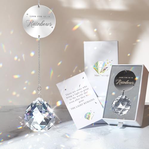 Mooncraftlogy Memorial Gifts for Loss of Loved One Unique Sympathy Idea Clear Crystal Ball Grief Suncatcher Rainbow Bereavement Box for Mom Dad Husband Son Daughter