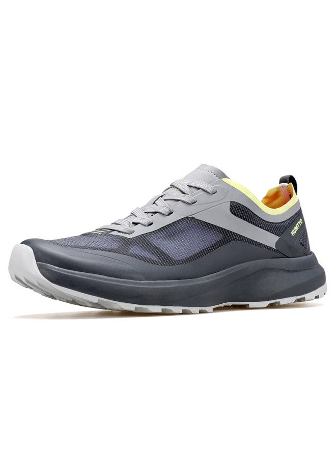 Humtto Men'S Lightweight Breathable Casual Hiking Shoes Shock Absorbing Anti-Slip Mountaineering Shoes Gray/Sky Gray Size 42 - Image 2