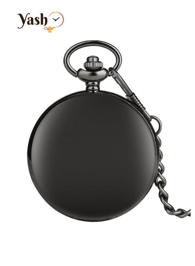 Yash Vintage Pocket Watch for Son Quartz Black Timepiece with Chain and Classic Packaging – A Perfect Gift