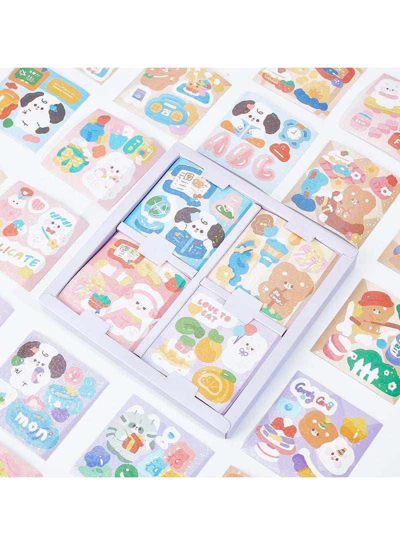 Zikra 4 Sheets Scrapbook Stickers Deco Stickers Set, DIY Self Adhesive Animal Deco Stickers for Journal Crafts Embelishment Decoration Diary Stickers (100 Pcs) - Image 2