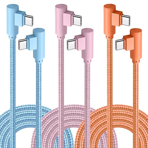 APFEN USB C Cable 10FT, 3Pack Power Delivery 60W Nylon Braided C to C Cable 90 Degree Type C Fast Charging Cord for iPhone 17/ 17Air/17 Pro Max/16/16 Plus/16 Pro Max/15/15 Plus/Pro Max - Image 1