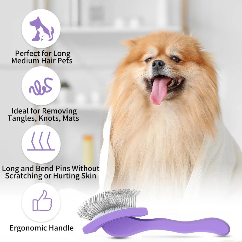 Bluejw Stainless Steel Pet Grooming Brush for Dogs & Cats - Needle Comb for Shedding, Massage & Cleaning - Image 5