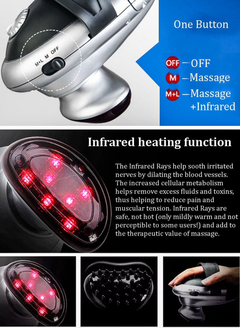 ار.فيهان Handheld 2 In 1 Detachable Handle Full Body Massager Infrared Heating Vibration Deep Tissue Massage Electric Percussion For Neck Shoulder Back Arms Leg Foot Calf Muscle Relax Pain Hand Tension Relief - Image 2