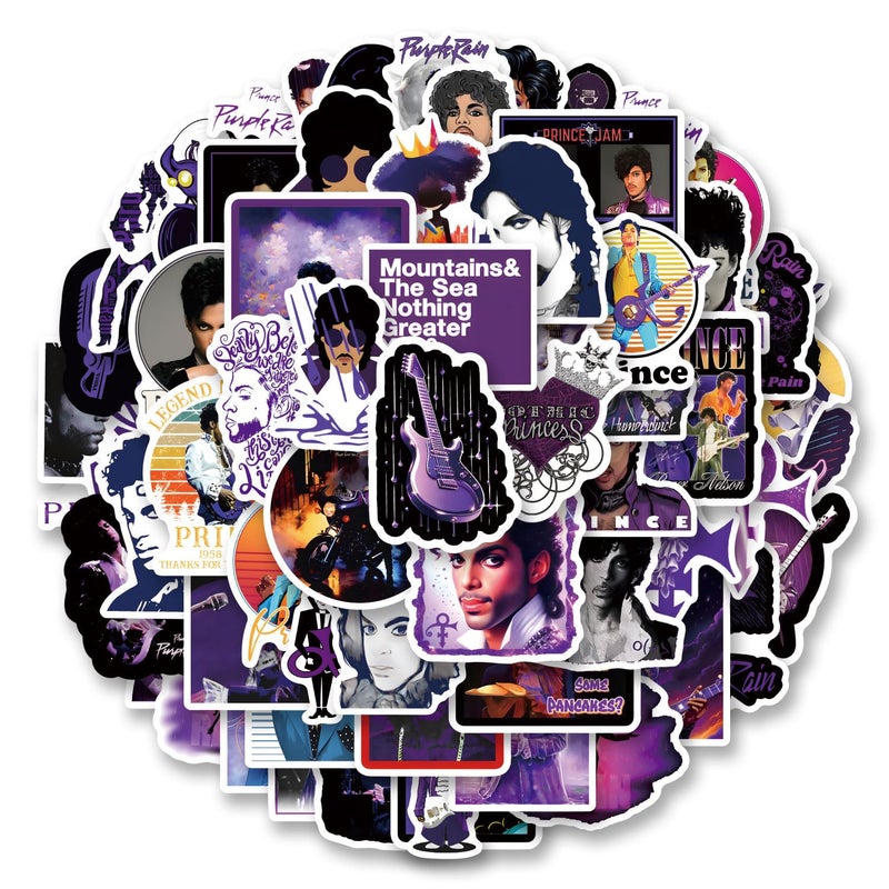 YEESACG 62Pcs Prince Sticker Pop Music Kawaii Waterproof Pack | Aesthetics Vsco Funny Cool Deacls Graffiti Stickers Vinyl for Water Bottle Skateboard Luggage Laptop - Image 1