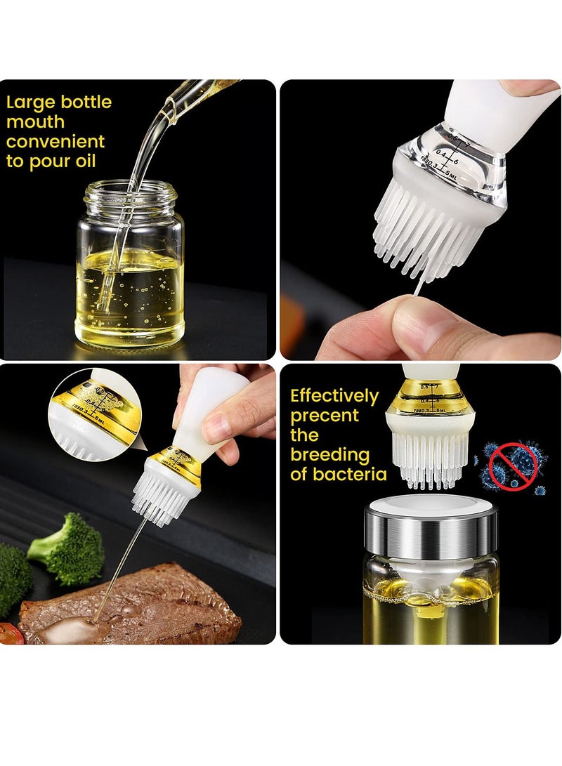 SYOSI Oil, Vinegar, Sauce Glass Dispenser Bottle, 135ml with Barbecue Brush, Oil Storage and Dispenser Container and Silicone Basting Brush for Kitchen - Image 3