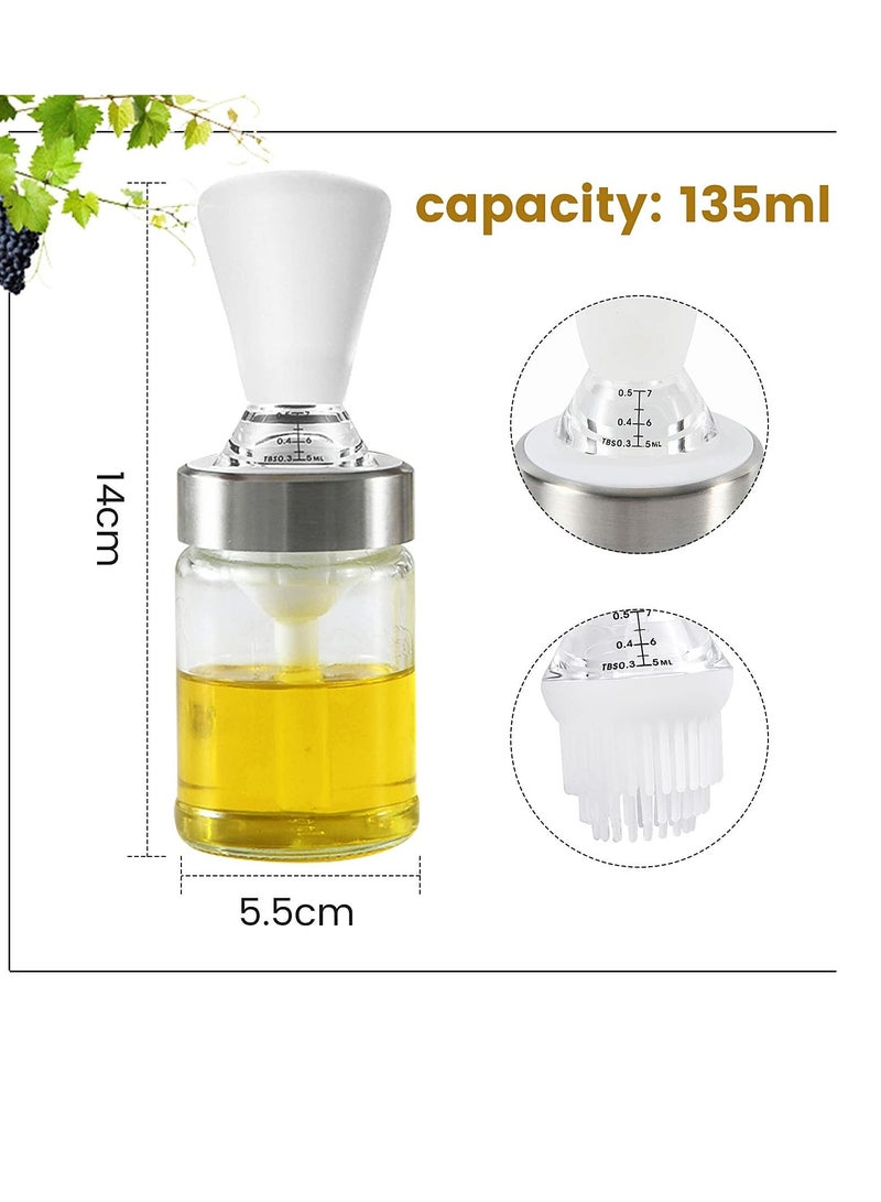 SYOSI Oil, Vinegar, Sauce Glass Dispenser Bottle, 135ml with Barbecue Brush, Oil Storage and Dispenser Container and Silicone Basting Brush for Kitchen - Image 5