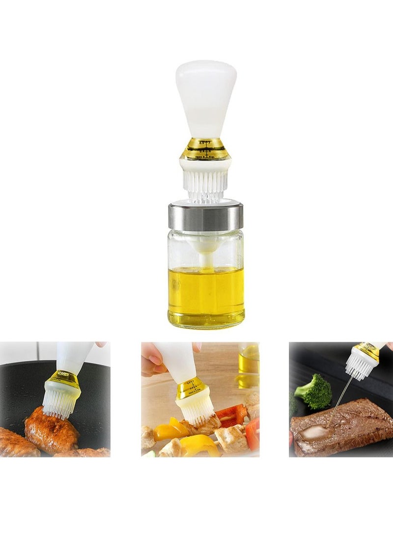 SYOSI Oil, Vinegar, Sauce Glass Dispenser Bottle, 135ml with Barbecue Brush, Oil Storage and Dispenser Container and Silicone Basting Brush for Kitchen - Image 1