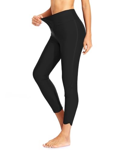 Holipick High Waisted Swim Pants for Women - Swimming Leggings Swimsuit UPF 50+ Rash Guard Side Split Black - Image 1