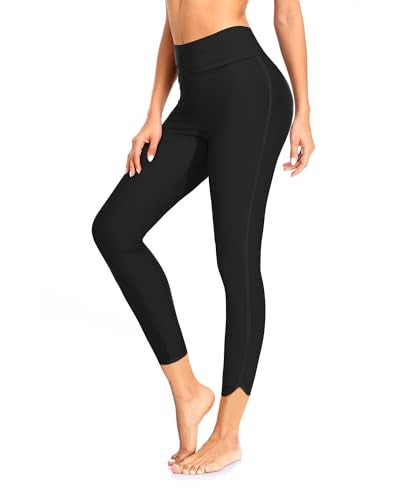 Holipick High Waisted Swim Pants for Women - Swimming Leggings Swimsuit UPF 50+ Rash Guard Side Split Black - Image 2