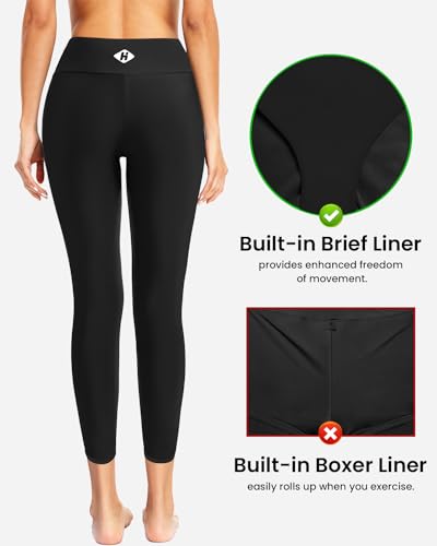 Holipick High Waisted Swim Pants for Women - Swimming Leggings Swimsuit UPF 50+ Rash Guard Side Split Black - Image 5