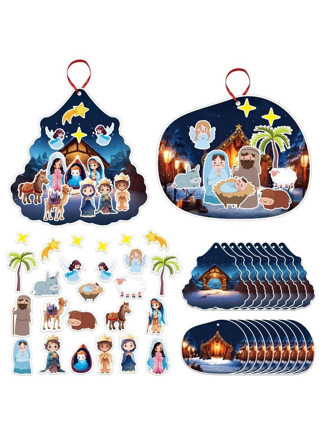 FaCraft Make A Nativity Scene Stickers - 24Pcs Nativity Crafts For Kids Christmas Crafts Ornament Kits Diy Nativity Set For Sunday School Classroom Religious Christian Xmas Party Favor Craft Gifts - Image 1