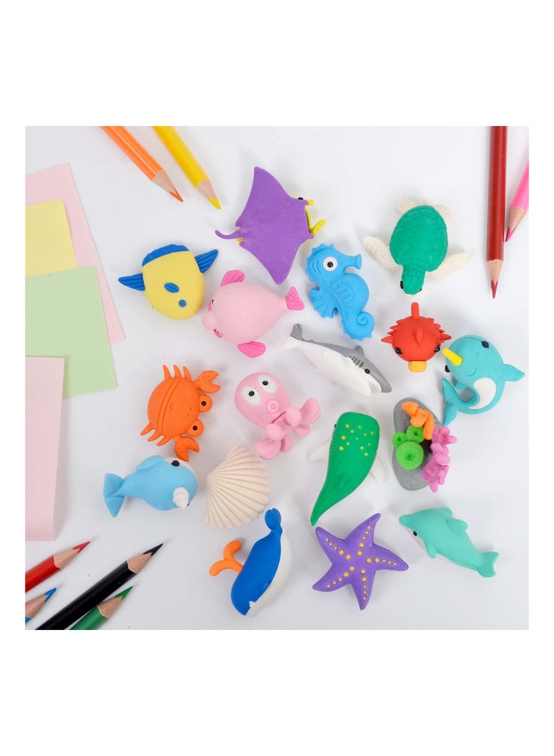 KASTWAVE Erasers for Kids, Novelty Erasers Cute Pencil Erasers Mini Puzzle Rubber Erasers for Boys, Girls, Students, Party Favors, Birthday Gift, Homework School Prize Rewards, Ocean Sea Animals - Image 3