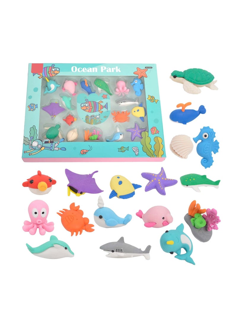 KASTWAVE Erasers for Kids, Novelty Erasers Cute Pencil Erasers Mini Puzzle Rubber Erasers for Boys, Girls, Students, Party Favors, Birthday Gift, Homework School Prize Rewards, Ocean Sea Animals - Image 1