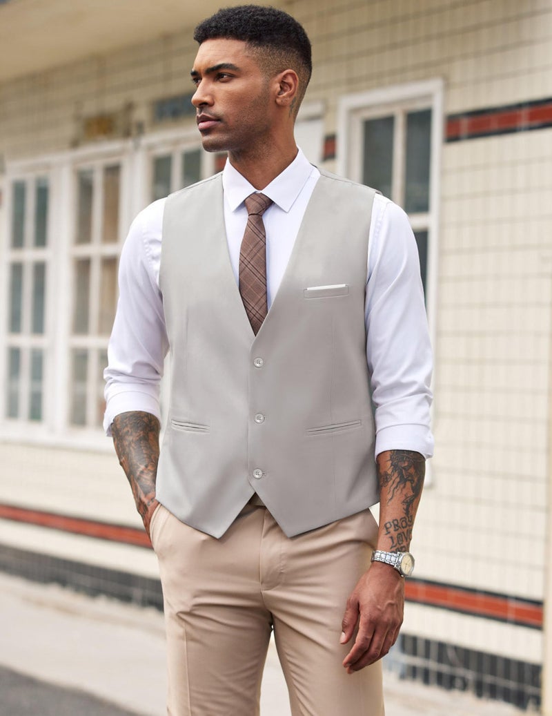 COOFANDY Mens Vest Formal Western Vintage 1920s Clothing Gatsby Suit Vest - Image 2