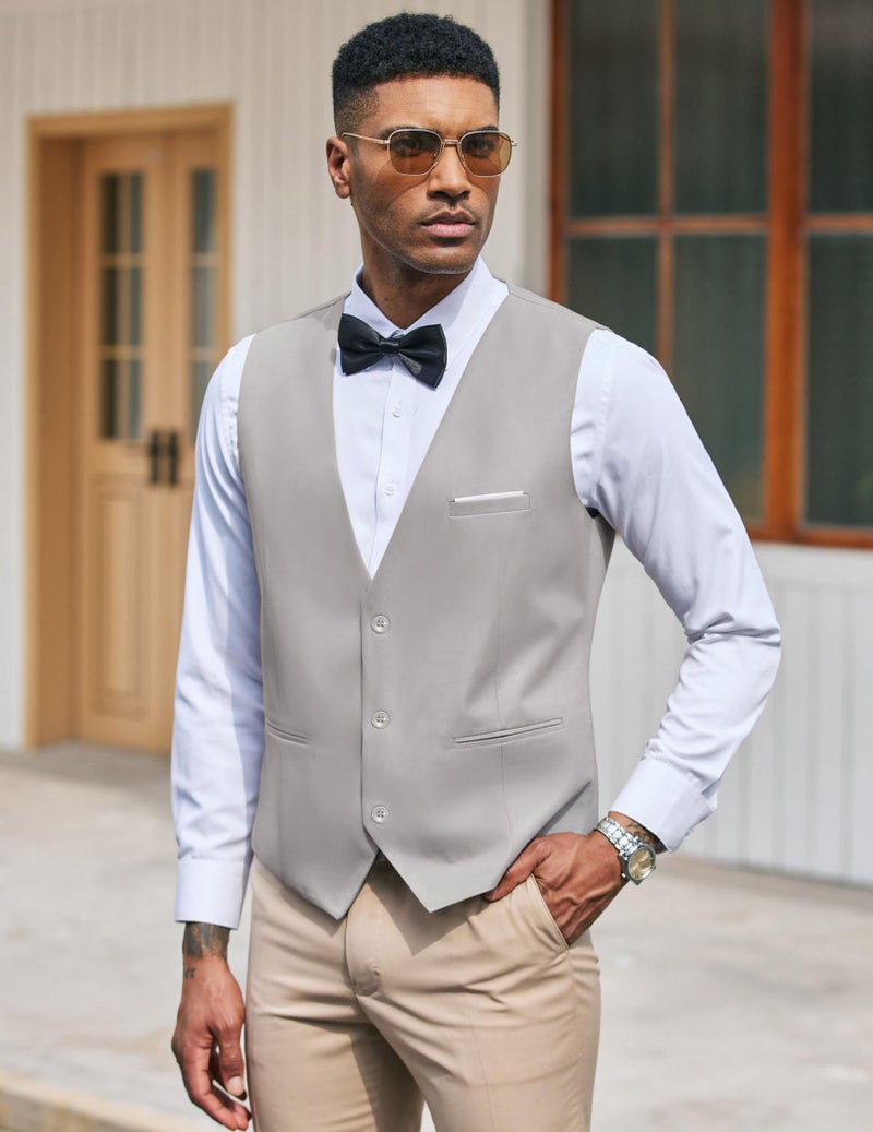 COOFANDY Mens Vest Formal Western Vintage 1920s Clothing Gatsby Suit Vest - Image 4