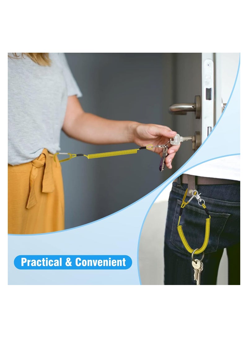 10 Pack Heavy Duty Fishing Lanyards with 2 Sizes, Retractable Safety Tool Ropes, Coiled Steel Wire Leash with Carabiner and Keychain for Pliers, Boating, and Kayak Accessories. - Image 3