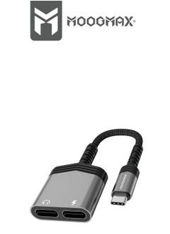 Headphone output and dual charger with Type-C port. Made of fabric that is difficult to cut and easy to carry.It transmits sound and charges quickly and with high quality.It supports fast charging 60W