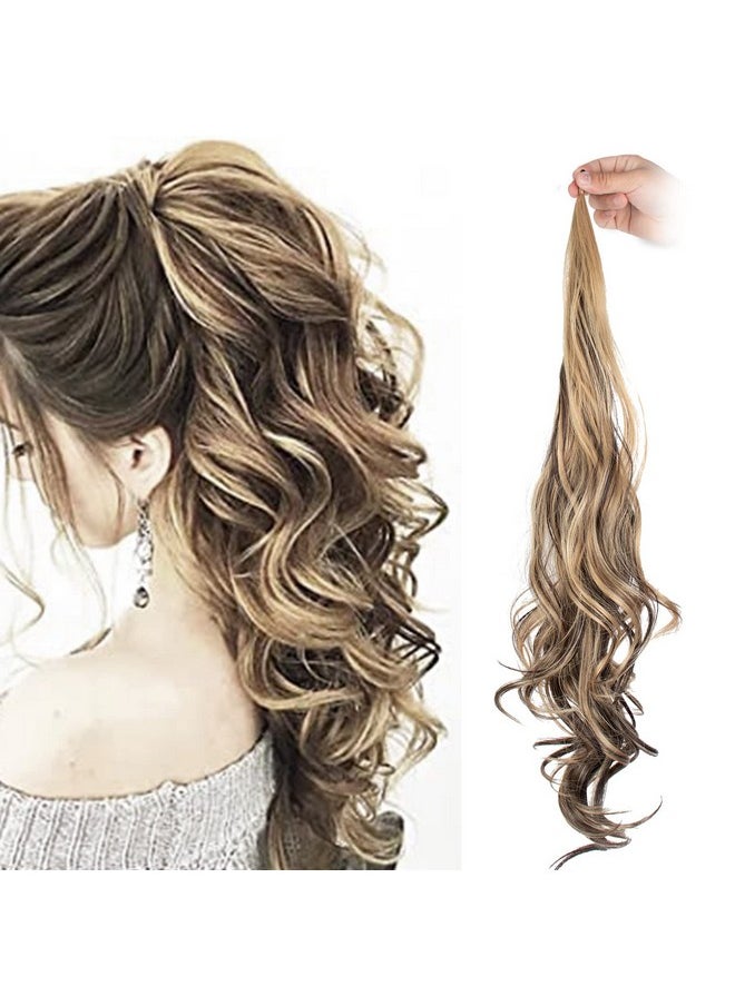 GX Beauty - 32 Inch Flexible Wrap Around Ponytail Extension Long Curl Synthetic Ponytail Wavy Pretty Hair Ponytail Women'S Wig (32Inch P4/27) - Image 1