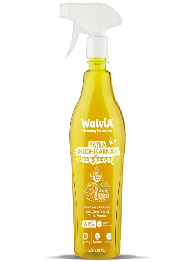 Walvia Naturals Patra Sudhikarnam - 500 ML Utensil Cleaning Spray Brass, Copper, Metal, Steel Polish, Turnish Remover, Instant Shine Jewellery, Articles And Silverware Without Silver Loss - Image 1