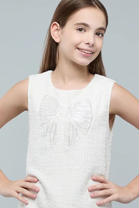 R&b Sequined Sleeveless A-Line Dress with Round Neck