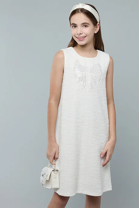 R&b Sequined Sleeveless A-Line Dress with Round Neck