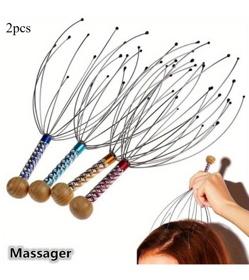 2 Pcs Stainless Steel Head Neck Scalp Massager Relaxation Tool Octopus Design - Image 1