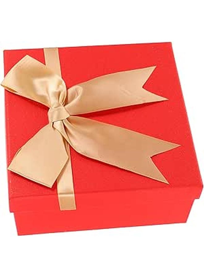 صندوق هدايا زخرفي أحمر مع غطاء مقاس 15x15x7 سم لحفلات الزفاف والحلوى والهدايا - Image 1