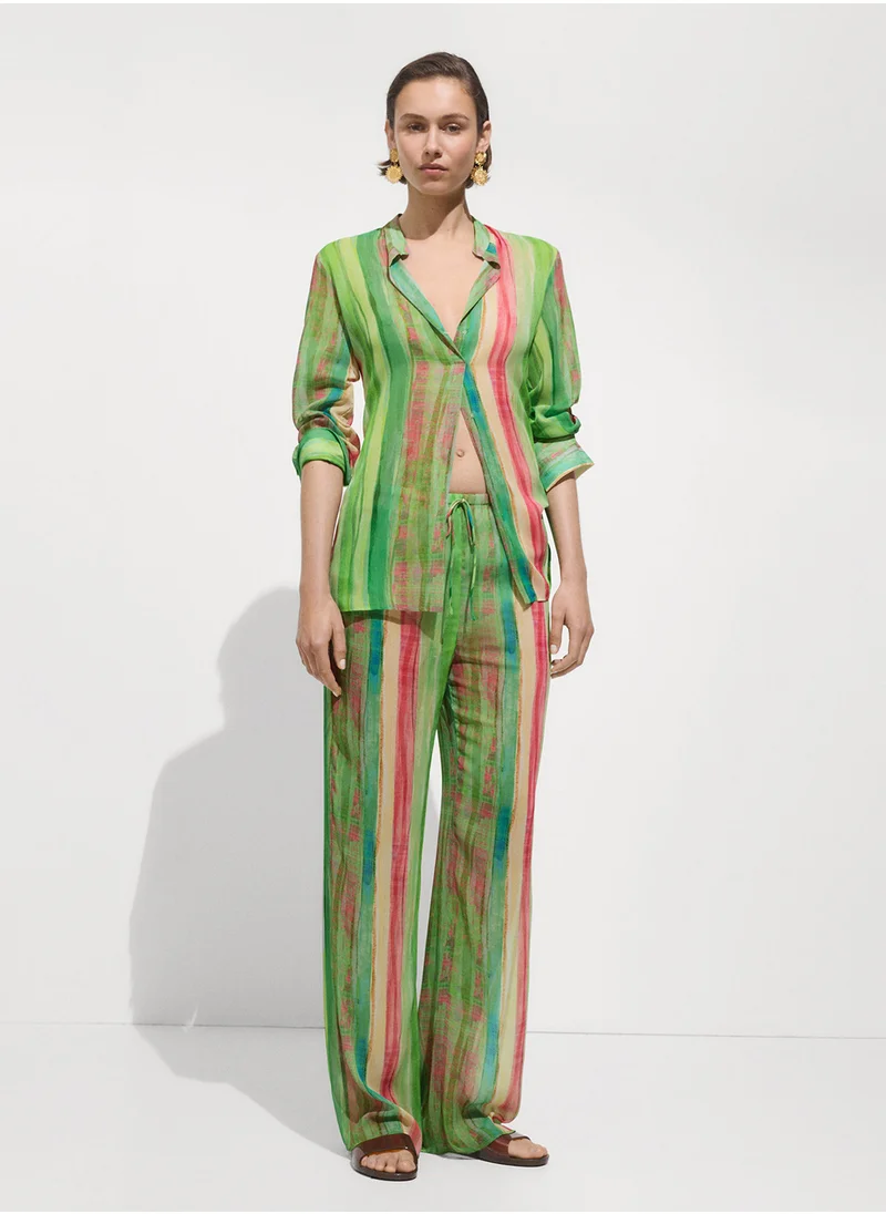 مانجو Semi-Transparent Printed Blouse