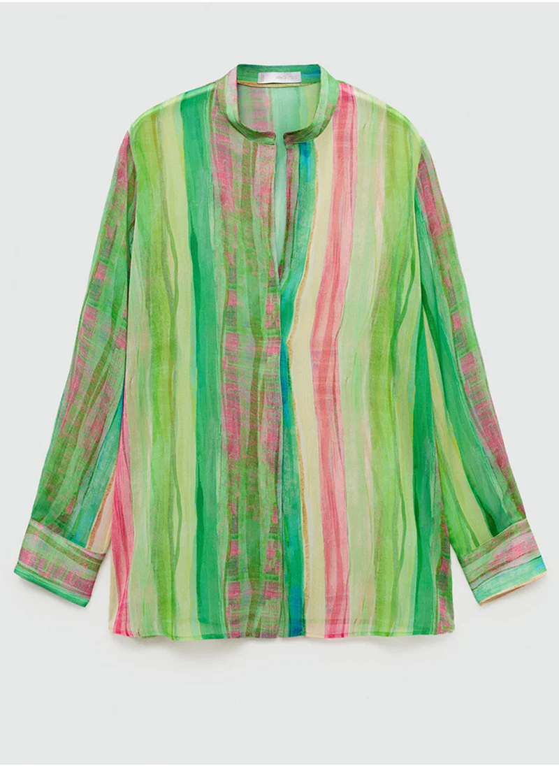 مانجو Semi-Transparent Printed Blouse