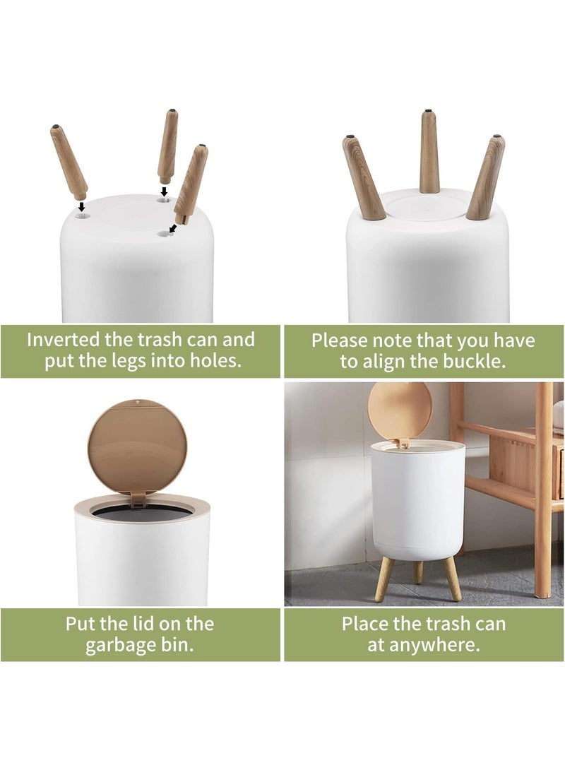 Trash Can,7Liter/1.8 Gallon Garbage can with Press top Lid，Nordic Modern Waste Basket，Plastic Trash bin Suitable for Kitchen, Bathroom, Bedroom, Living Room, Office, Outdoor，Dog Proof Trash can - Image 5