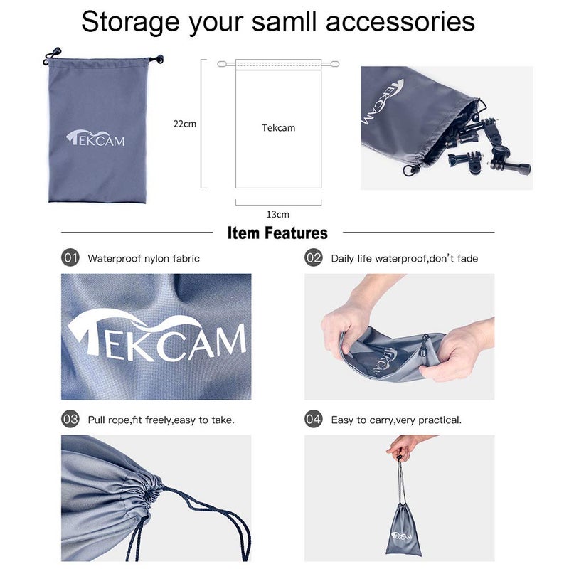 TEKCAM Action Camera Carrying Case Protective Storage Bag Compatible with Gopro Hero 13 12 11 10 9 8 7/AKASO EK7000/Brave 4/Brave 7 LE/Brave 8/APEXCAM/Dragon Touch Action Camera (Medium) - Image 4