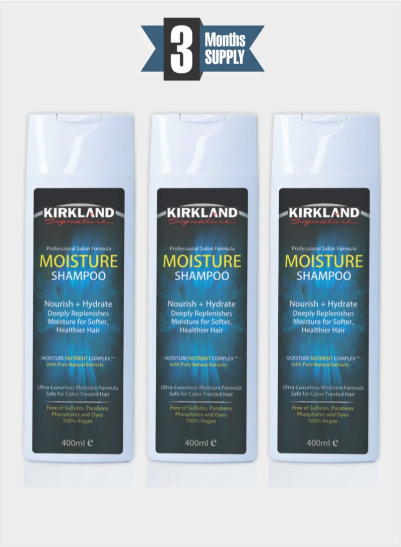 Kirkland Signature Nourish & Hydrate Moisture Shampoo - Deep Replenishment for Healthier Hair Growth - Pack 3