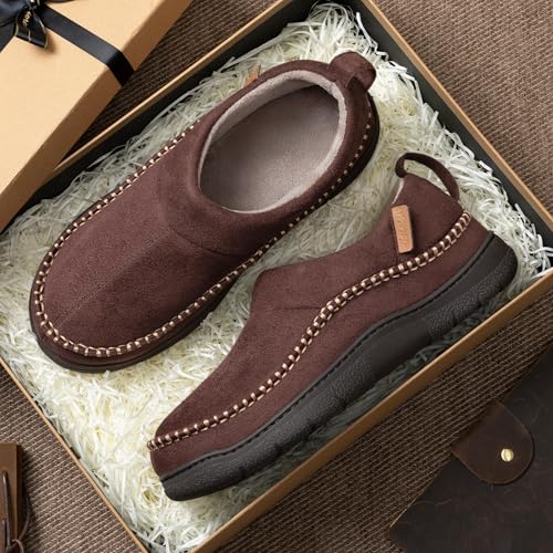 Zigzagger Men's Moccasin Slippers Memory Foam House Shoes, Ankle Toasty Indoor and Outdoor Warm Loafer Slippers(Pumpkin,Size 11) - Image 3