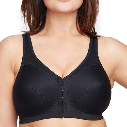 Glamorise Full Figure Plus Size MagicLift Front-Closure Posture Back Bra Wirefree #1265 Black - Image 1