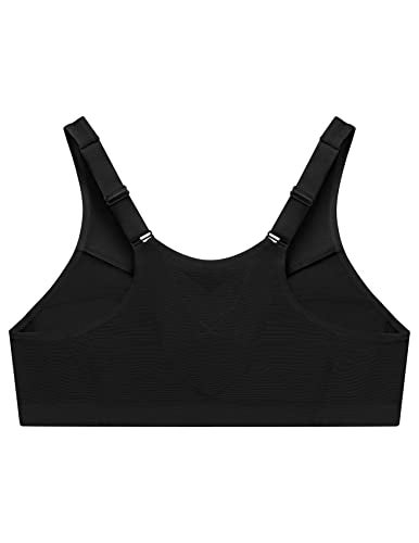 Glamorise Full Figure Plus Size MagicLift Front-Closure Posture Back Bra Wirefree #1265 Black - Image 4