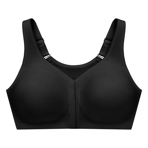 Glamorise Full Figure Plus Size MagicLift Front-Closure Posture Back Bra Wirefree #1265 Black - Image 3