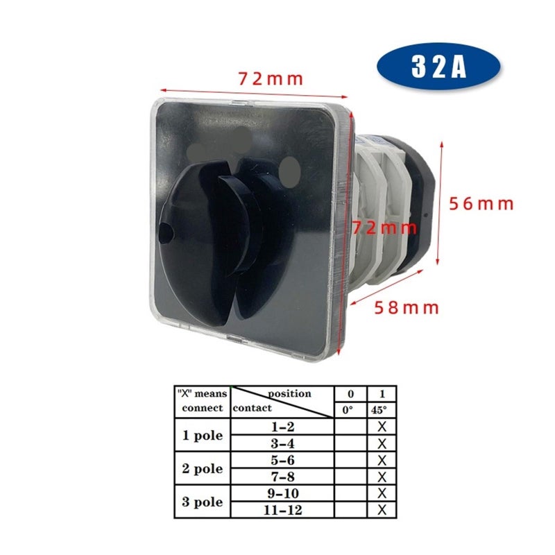 Manual Transfer Rotary Cam Switch 32A 3 Pole 3 Position On Off On Size 0 1 Silver Contact - Image 3